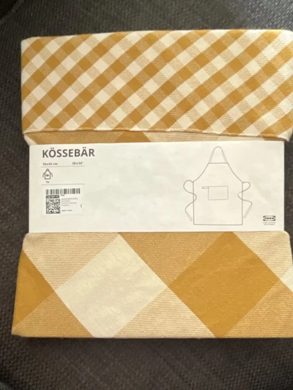 IKEA KÖSSEBÄR Cotton Apron - Yellow/White - Gingham Classic